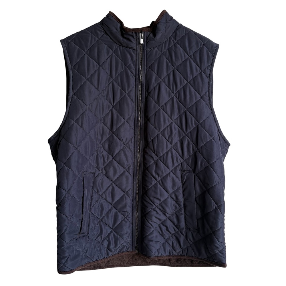 Magaschoni Quilted Puffer Vest Navy Women's Size Large Full‎ Zip